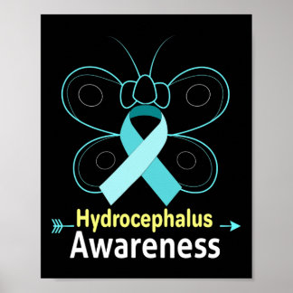 Lichtblauw lint Hydrocefalus Awareness Poster