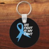 Lichtblauw lint ondersteuning krijger prostaatkank sleutelhanger (Voorkant)