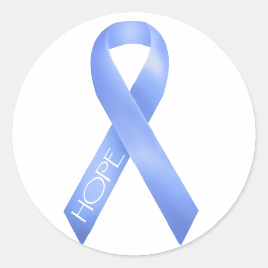 Lichtblauw lint ronde sticker (Voorkant)