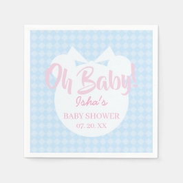 Lichtblauw lintbeer babyshower papieren servet