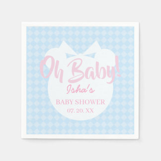 Lichtblauw lintbeer babyshower papieren servet