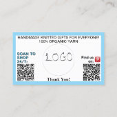 Lichtblauw Logo QR Code 3,5 x 2,0 Visitekaartje (Achterkant)