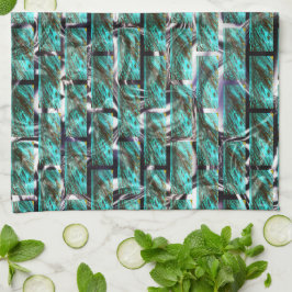 Lichtblauw, luchtbelletjes in het raster of steenw theedoek