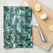 Lichtblauw, luchtbelletjes in het raster of steenw theedoek (Quarter Fold)