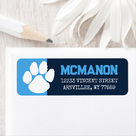 Lichtblauw & marineblauw Afstuderen retour adresla Etiket