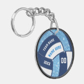 Lichtblauw, marineblauw, witte volleybalSleutelhan Sleutelhanger (Voorkant Links)