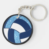 Lichtblauw, marineblauw, witte volleybalSleutelhan Sleutelhanger (Achterkant)