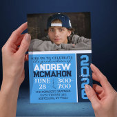 Lichtblauw & marinemodern Afstuderen Foto Kaart