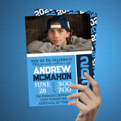 Lichtblauw & marinemodern Afstuderen Foto Kaart