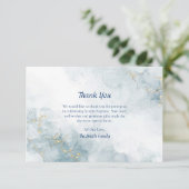 Lichtblauw Marmer Goud Glitter Orthodoxe doop Bedankkaart (Staand voorkant)