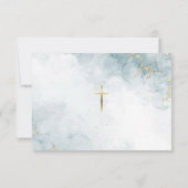 Lichtblauw Marmer Goud Glitter Orthodoxe doop Bedankkaart (Achterkant)