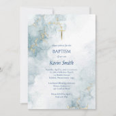 Lichtblauw Marmer Goud Glitter Orthodoxe doop Kaart (Voorkant)