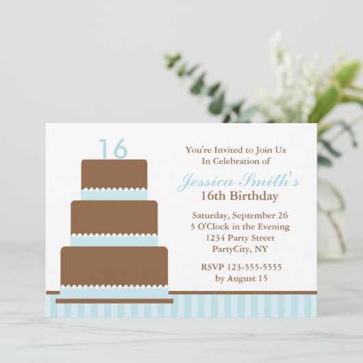 Lichtblauw Meisjes Verjaardagsfeestje Kaart (Staand voorkant)