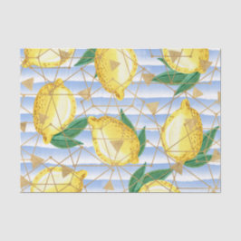 Lichtblauw met geometrisch patroon en citroenen tissuepapier