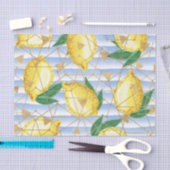 Lichtblauw met geometrisch patroon en citroenen tissuepapier (Craft)