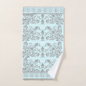 Lichtblauw met Grijs Bloeit Handdoek (Handdoek)