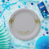 Lichtblauw met limoengroen papieren bordje (Feest)