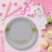 Lichtblauw met limoengroen papieren bordje (Feest)