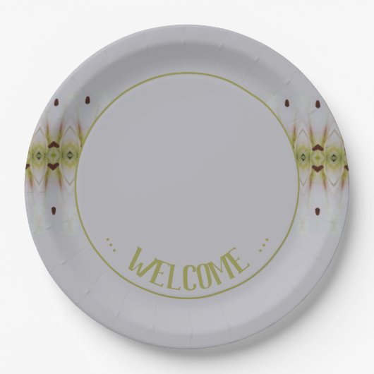 Lichtblauw met limoengroen papieren bordje (Voorkant)