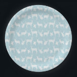 Lichtblauw met witte herten papier Borden Papieren Bordje<br><div class="desc">Papieren borden die ideaal zijn voor iedereen die van wilde dieren,  herten,  hertenjacht en het buitenleven houdt! Beschikt over een wit silhouet hert op een lichtblauwe achtergrond. Deze hertenpapieren borden zijn geweldig voor verjaardagsfeestjes,  voor het meenemen naar jachtkamp,  voor dagelijks gebruik!</div>