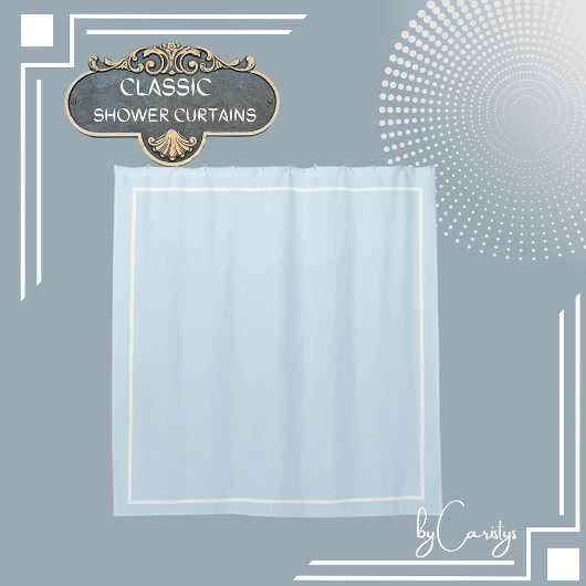 Lichtblauw met witte rand douchegordijn