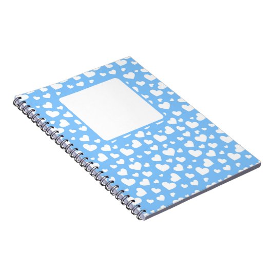 LICHTBLAUW MET WITTE VALENTIJN LIEFDE HARTEN NOTITIEBOEK (Rechterzijde)
