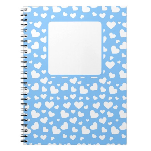 LICHTBLAUW MET WITTE VALENTIJN LIEFDE HARTEN NOTITIEBOEK (Voorkant)