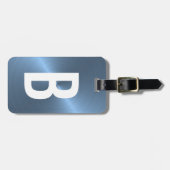 lichtblauw, metalen monogram Initiaal Bagagelabel (Voorkant horizontaal)