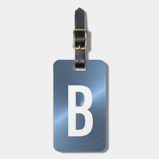 lichtblauw, metalen monogram Initiaal Bagagelabel