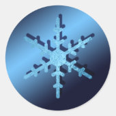 Lichtblauw Metallic Look Snowflake Ronde Sticker (Voorkant)