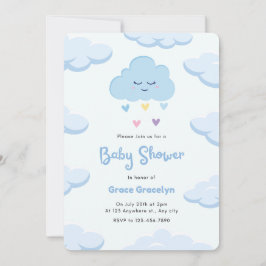Lichtblauw minimalistisch Baby shower Kaart
