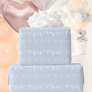 Lichtblauw Minimalistisch Baby Shower voor Jongens Cadeaupapier