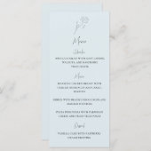 Lichtblauw Minimalistisch Bloem Monogram Bruiloft  Menu (Voorkant / Achterkant)