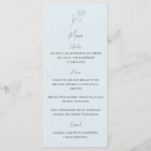 Lichtblauw Minimalistisch Bloem Monogram Bruiloft Menu (Voorkant)