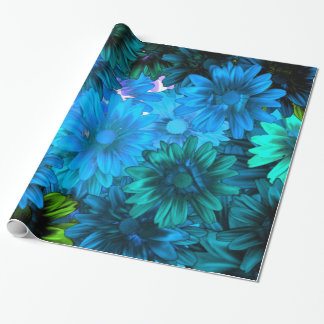 Lichtblauw modern bloemmotief cadeaupapier