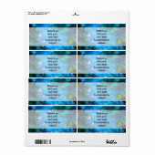 Lichtblauw modern bloemmotief etiket (Full Sheet)