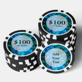 Lichtblauw modern bloemmotief poker chips (Opstapeling)