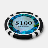Lichtblauw modern bloemmotief poker chips (Enkel)