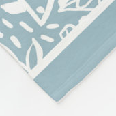 Lichtblauw Modern Botanisch Patroon Monogram Fleece Deken (Hoek)