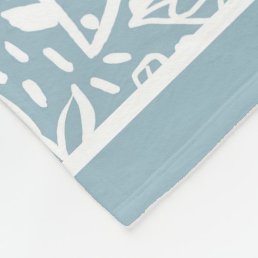 Lichtblauw Modern Botanisch Patroon Monogram Fleece Deken (Hoek)