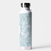 Lichtblauw Modern Botanisch Patroon Monogram Waterfles (Links)