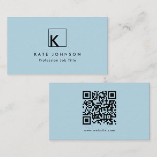 Lichtblauw Modern Monogram Logo Minimaal Visitekaartje