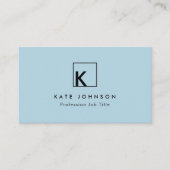 Lichtblauw Modern Monogram Logo Minimaal Visitekaartje (Voorkant)