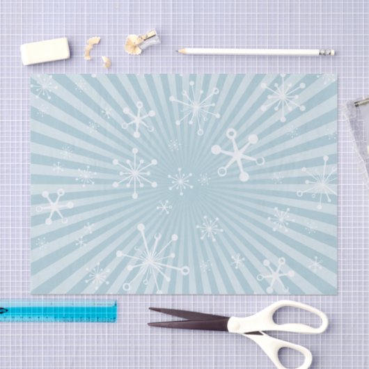Lichtblauw Modern Sneeuwvlokken Tissue Paper Tissuepapier (Craft)