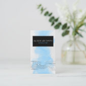 Lichtblauw, modern waterverf professioneel elegant visitekaartje (Staand voorkant)