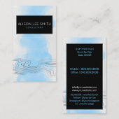 Lichtblauw, modern waterverf professioneel elegant visitekaartje (Voorkant / Achterkant)
