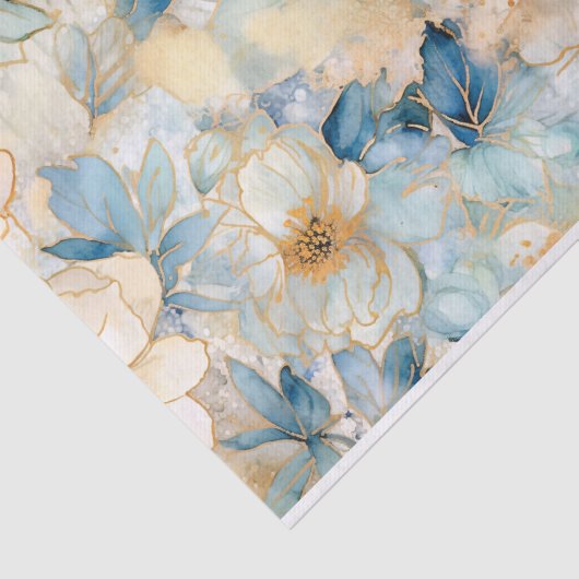 Lichtblauw Moderne Abstracte Rozen Tissuepapier (Detail)