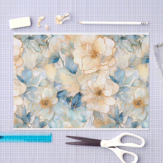 Lichtblauw Moderne Abstracte Rozen Tissuepapier (Craft)