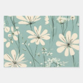 Lichtblauw Moderne Groovy Daisy Bloemen Inpakpapier Vel (Voorkant 3)