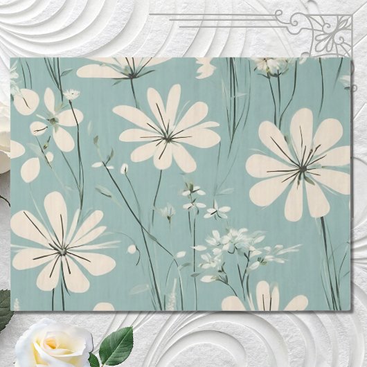 Lichtblauw Moderne Groovy Daisy Bloemen Tissuepapier